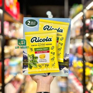 Kẹo RICOLA Chanh và Bạc Hà không đường Ricola Lemon Mint Sugar Free 105 viên - thông cổ mát họng - Kẹo Ricola Lemon Mint của Mỹ với bạc hà và thảo dược làm dịu mát họng  - Hỗ trợ tiêu đờm khàn tiếng nghẹt mũi và các chứng của cảm cúm