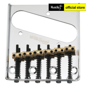 FCWilkinson M Series 54mm(2-1/8 inch) String Spacing Vintage Ashtray Telecaster Bridge with 6 Brass Barrel Saddles for Tele Style Electric Guitar