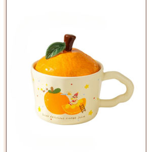 Apple Mug with Lid Coffee Tea Milk Cup Girl Cup Boy / Mug Apel dengan Tutup Cute