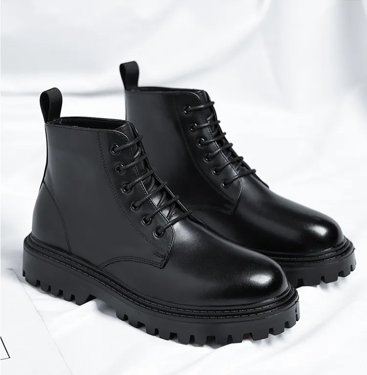Korean Mens Chelsea Boots Korean Style Men Real Leather Square Toe