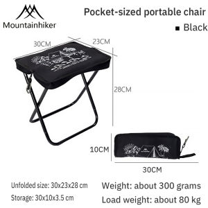 MOUNTAINHIKER oldable Mini Camping Chair Portable Aluminum Folding Stool Kerusi Lipat Memancing Fishing Pocket Chair Fishing Stool Hiking Chair Pocket Stool