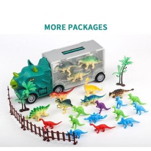 【Local Delivery】Tyrannosaurus Triceratops Caravan Trucks Toys Anti-drop Toy Car Boys Gifts Caravan Trucks Toys Anti-drop Toy Car Dinosaur toys that children love here are dinosaur models inside providing multiple gameplay options