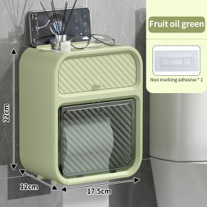 FYBEE Wall Mount Toilet Paper Holder Shelf Punch-Free Waterproof House Toilet Tissue Box Paper Holder Roll Paper Storage Box For Living Room Bedroom