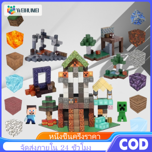 WEIHUIMEI บล็อกแม่เหล็ก บล็อกมายคราฟ เหมือง โลก ลูกบาศก์ แม่เหล็ก ชุดโลก สำหรับเด็กชาย เด็กหญิง โมเดล 2 มิติ