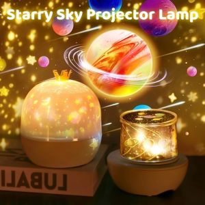 New Upgrad Starry Sky Projector Lamp with Music Rotatable LED Night Light Children Gift