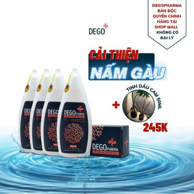 Combo 4 Dầu gội hết nấm da đầu và mảng gàu trắng Dego Pharma - dầu gội tri gàu, dầu gội tri nấm, hết ngứa, cải thiện vảy gàu trắng, á sừng, vảy nến, giảm rụng tóc và kích thích mọc tóc - nguyên liệu nhập khẩu từ Đức