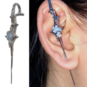 Four-Pointed Star Puncture Ear Needle Earrings Niche Advanced Anti-sensitive Front and Back Smooth Fashion Ear Bridge