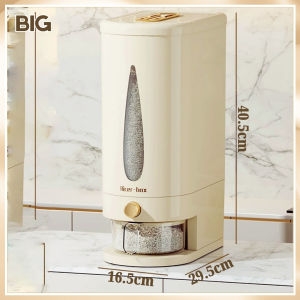 Large Capacity Grain Food Container Automatic Press Type Rice Dispenser Storage With Measuring Cup Household Insect Proof Sealed Grain Container AT