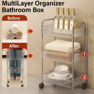 Acrylic Light Luxury Multi-Tier Storage Trolley With Anti-fall Wheels Large Snack Cart Bathroom Storage Artifact
