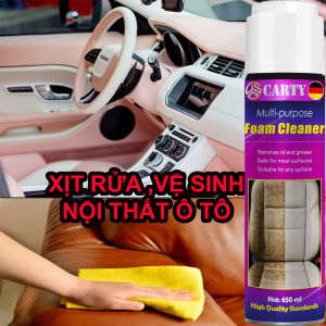 [ Sạch Sâu ]Chai bọt Carty vệ sinh nội thất xe hơi sofa – sạch ghế da vải nỉ – 650ml khô nhanh an toàn khi dùng tay