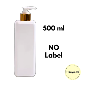 WHITE Pump Container/Dispenser 500 ml Capacity | Shampoo and Conditioner Minimalist White Gold Elegant Waterproof Label