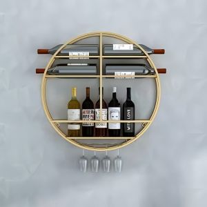EVEEN 【COD】Elegant Iron Wine Rack for Home Décor – Wall-Mounted Wine Cabinet for Living Room