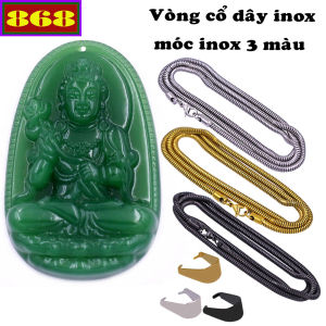 Mặt dây chuyền Phật Đại thế chí đá xanh 2.2 x 3.6 cm 3.2 x 5 cm kèm vòng cổ dây chuyền inox rắn + móc inox Phật bản mệnh