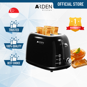 [Fast Delivery] [Local Warranty] Arden Kitchen SG Two Slices Toaster Retro Stainless Steel Toaster with Bagel Cancel Defrost Function and 6 Bread Shade Settings Bread Toaster Extra Wide Slot and Removable Crumb Tray Black