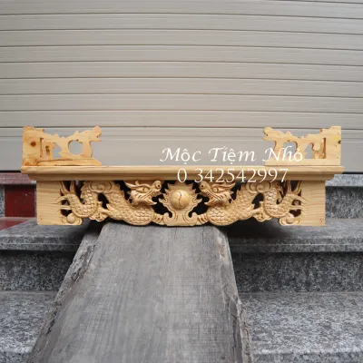 Bàn thờ treo tường rồng song long gỗ pơ mu góc