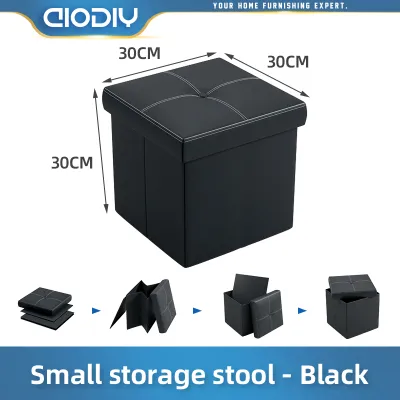 AIODIY Ottoman Storage Stool Foldable Sofa With Storage Box Leather Storage Benches Chair Box Organizer Footrest Seat Couple style