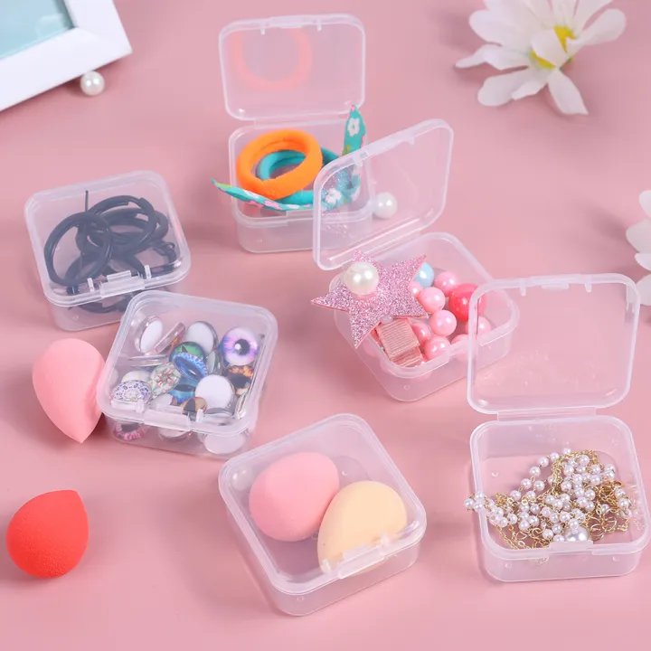 6Pcs Plastic Clear Storage Box Jewelry Box Earrings