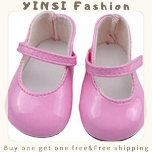 YINSI 18inch Girls dolls Shoes round toe PU Princess dress shoes American newborn shoe