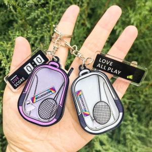WP💓💛💖 Creative Mini 3D Badminton Racket Balls Charms Keychains Sport Souvenir Bag Keyrings Car Trinket Accessories Key Holder Gift