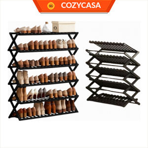 【COZYCASA】Minimalist Bamboo Shoe Rack Installation Free Collapsible Shoe Organiser Foldable