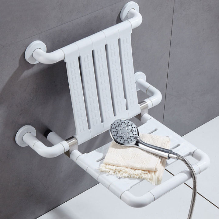Wall Mounted Shower Seat With Backrest Fold Up Shower Seat