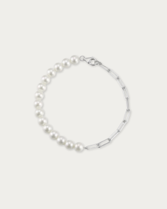 MINIMALIST LAB 925 Sterling Silver Sora Freshwater Pearl Paperclip Bracelet Gelang Pearl