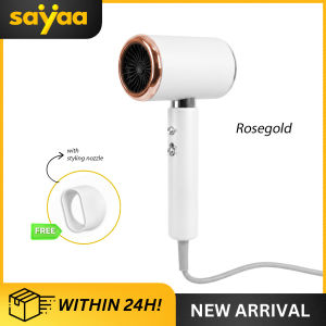 SAYAA Hair Dryer Blower With Nozzle And Fast Drying And Multi Wind Power With LED Light Inside
