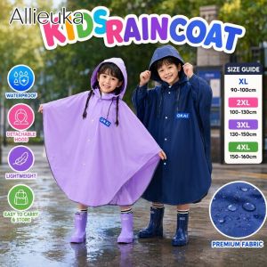 Kids Cartoon Raincoat Cape Style Thickened Eva Waterproof With Backpack Cover Adjustable Hat For School Cycling Riding