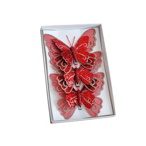 SPORT PR หลายสี ของประดับผีเสื้อวิบวับคริสต์มาส แวววาว ผีเสื้อจำลอง ของตกแต่งงานปาร์ตี้คริสต์มาสที่บ้าน ใหม่ พร้อมคลิป ของตกแต่งแขวนรูปผีเสื้อ ของตกแต่งต้นไม้ตามฤดูกาล