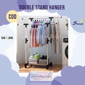 RAK GANTUNGAN SERBAGUNA / GANTUNGAN 4 RODA / DAISY GANTUNGAN 2 LAYER /PORTABLE / HANGER / LEMARI GANTUNG / GANTUNGAN BAJU/GANTUNGAN MODERN / DOUBLE STAND HANGER SHENAR - LEMARIMAJUJAYA
