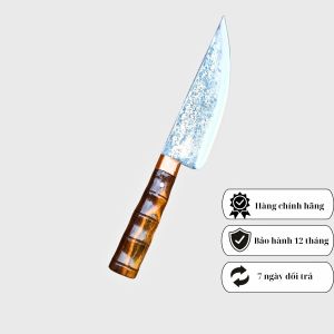 Dao Bầu nhỏ thái lọc đa năng lưỡi dao bằng thép nhíp xe lưỡi dài 18 cm cán gỗ quý cẩm chỉ