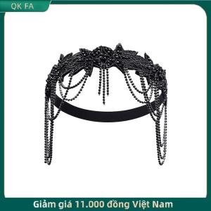 QK FA ✨ Phong cách và độc đáo headbands Headgear prom tóc phụ kiện Rhinestone tua có thể điều chỉnh đàn hồi headpiece