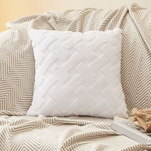 Plush Pillow Case Bar Grid Double-sided Short Velvet Living Room Sofa Pillow Cover Home Decoration