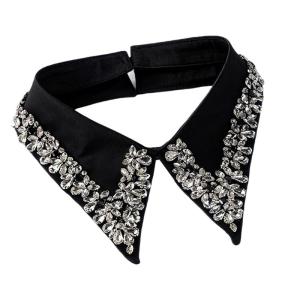 Breathable Polyester Decorative Collar Insert Practical Rhinestones Party Collar Accessory For Office Attire