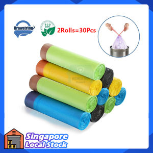 Garbage Bag Drawstring Plastic Bag Automatically Close Thicken Colorful Portable Disposal Bags Bin Liners Easy To Lift Home Kitchen Rubbish Bag
