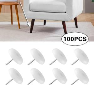 Uxcell 100pcs Furniture Feet Nail Plastic Glide Nails Chair Table Leg Protector Pads 16/20/22mm Diameter White