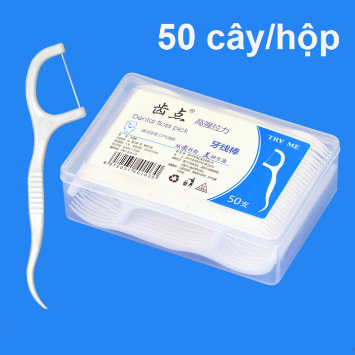 Tăm nha khoa chỉ nha khoa tăm xỉa răng y tế - Lọ 50 cái - 2 trong 1 đạt ...