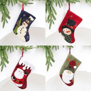 DITIPOO 4PCS/SET 3D Tất Giáng Sinh Dễ thương Ông già Noel Túi đựng kẹo Trang trí cây thông Noel Treo Túi quà Giáng sinh Trang chủ