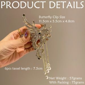 Jepit Rambut Kupu Kupu Korea JUMBO Rumbai Mutiara Korean Butterfly Pearl Tassel Hair Clip HJBT