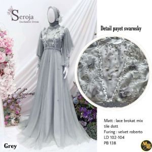 Dress Brukat Wanita Terbaru Modern Kekinian Luna Series / Gamis Wanita / Long Dress Wanita / Baju Kondangan Wanita / Long Dress Kondangan / Gamis Brukat Jumbo / Dress Brukat Remaja / Gamis Remaja Modern / Baju Muslim Wanita / Gamis Pesta Mewah Seroja