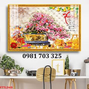 Tranh gạch hoa đào trang trí Tết