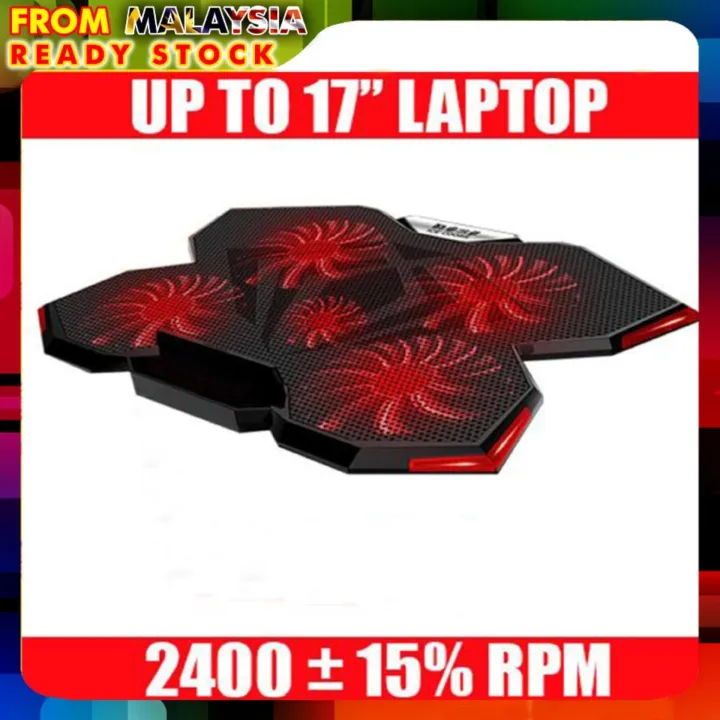 ICE COOREL K3 [NP66] Ice Cooling Laptop Cooler Pad Super Mute 5 Fans/3 Mode/6 Speed Control and Rack Stand for Laptop/Notebook-(Limited Red Light)
