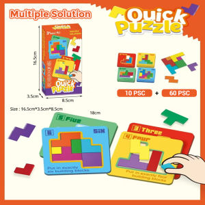Quick Puzzle Tetris Jigsaw Puzzle Educational Toys Logical Wooden Blocks Montessori Shape Brain Teaser 2 Player Game