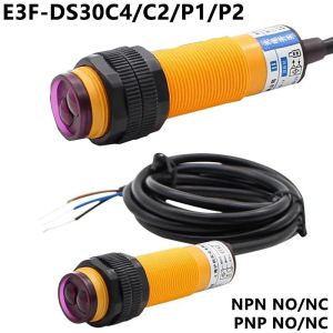 LIVELYN 1Pcs 30cm Detection Range Diffuse Reflection Photoelectric Switch E3F-DS30 Adjustable Sensitivity Proximity Sensor Switch  18mm Size Infrared Photoelectric Sensor for Industrial Automation Detection
