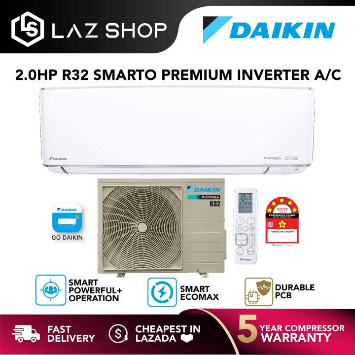 Daikin 1 0hp 2 0hp Smarto Premium Inverter R32 Air Conditioner Ftkh