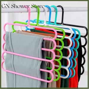 [GN Store] Clothes Hangers Trousers Hangers Holders Closet Storage Organizers 5 Layers Pants Towel Scarfs Racks Storage Organization