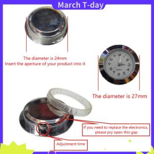 March นาฬิกากระจกควอตซ์นาฬิกาทรงกลมหัวกลมโมเสคตัวเลขโรมันนาฬิกาเล็กๆแบบ DIY ขนาด35มม. 24มม.