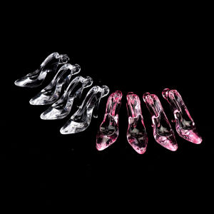 QUANSEN 24Pcs/bag 1:12 Dollhouse Miniature Transparent High Heels Dolls House Decor