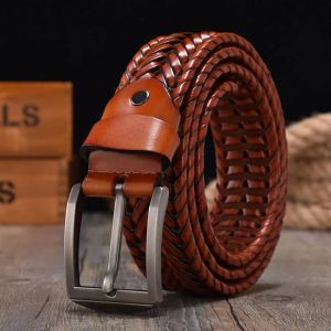 KULIT ASLI!! ikat pinggang pria kulit anyam/kepang original kulit-sabuk pengikat pinggang kulit asli