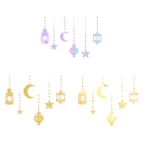6PCS EID ramadans trang trí trăng sao đèn lồng treo streamers Vòng Hoa đồ trang trí EID mubarak người Hồi giáo dụng cụ tiệc